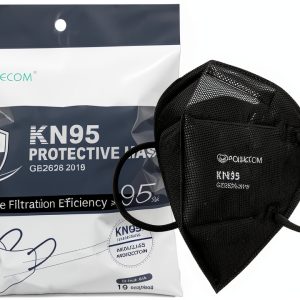 KN95 Respirator Face Mask POWECOM Black Earloop Disposable Pack of 10-0