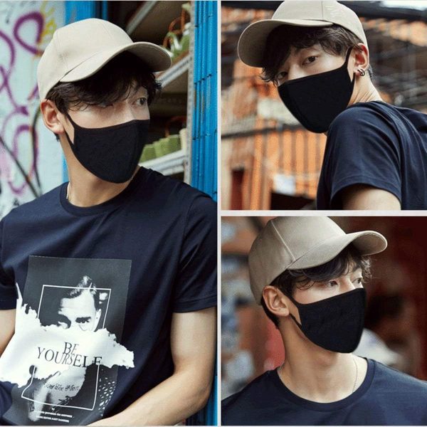 Black Mask Fecedy 6pcs Breathable Cotton Reusable Windproof-3