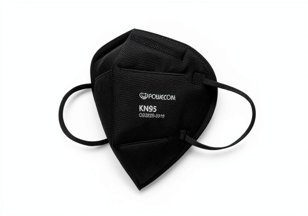KN95 Respirator Face Mask POWECOM Black Earloop Disposable Pack of 10-1