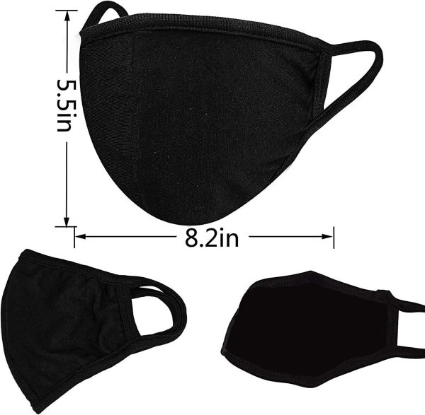 Black Mask Fecedy 6pcs Breathable Cotton Reusable Windproof-1